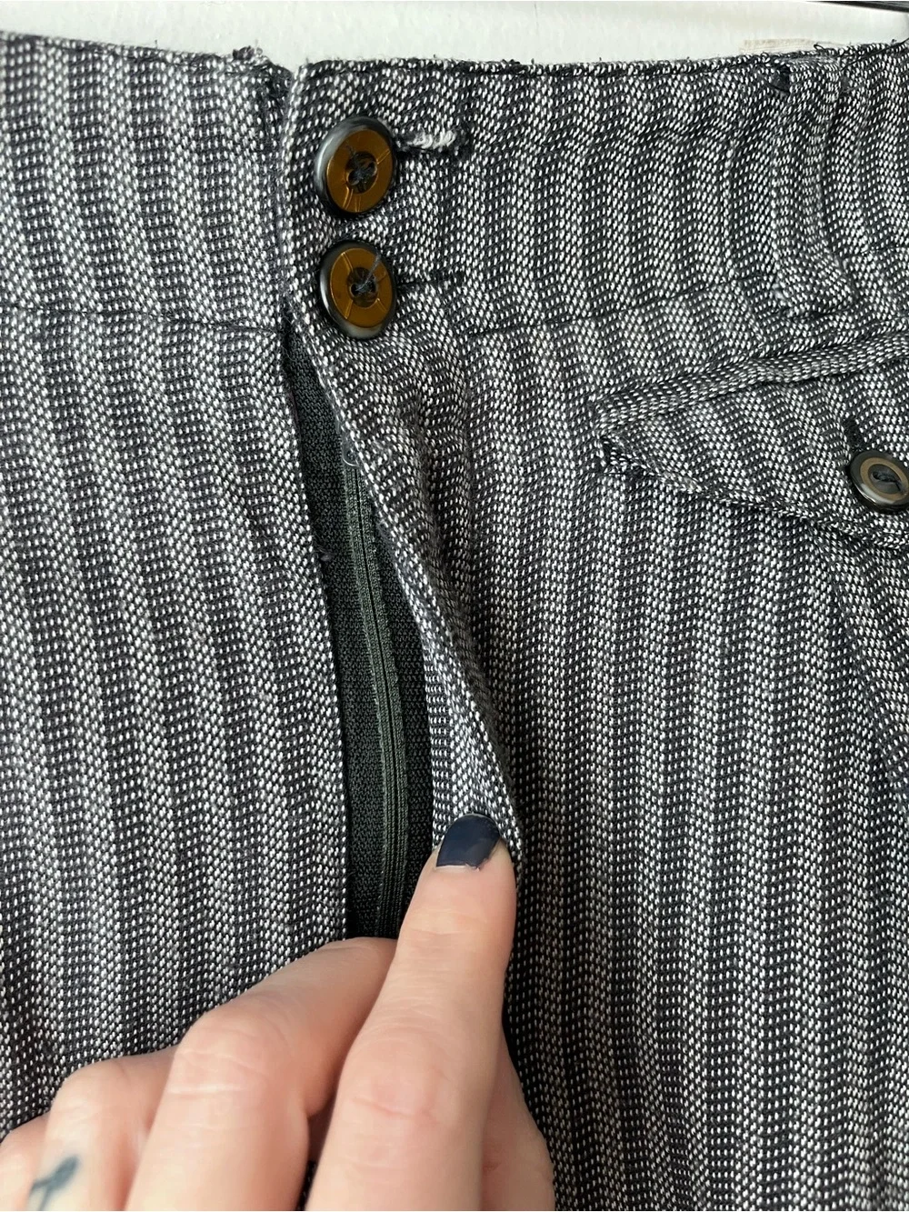 VINTAGE ESPRIT 80s gray striped midi pencil skirt size 5/6